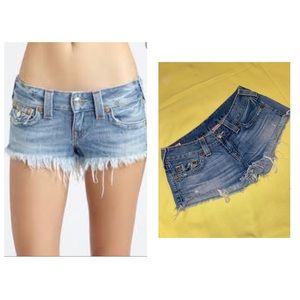 True Religion cut-up denim shorts, sz 29